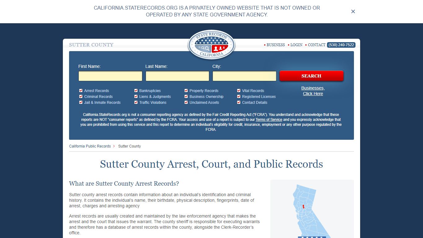 Sutter County Arrest, Court, and Public Records