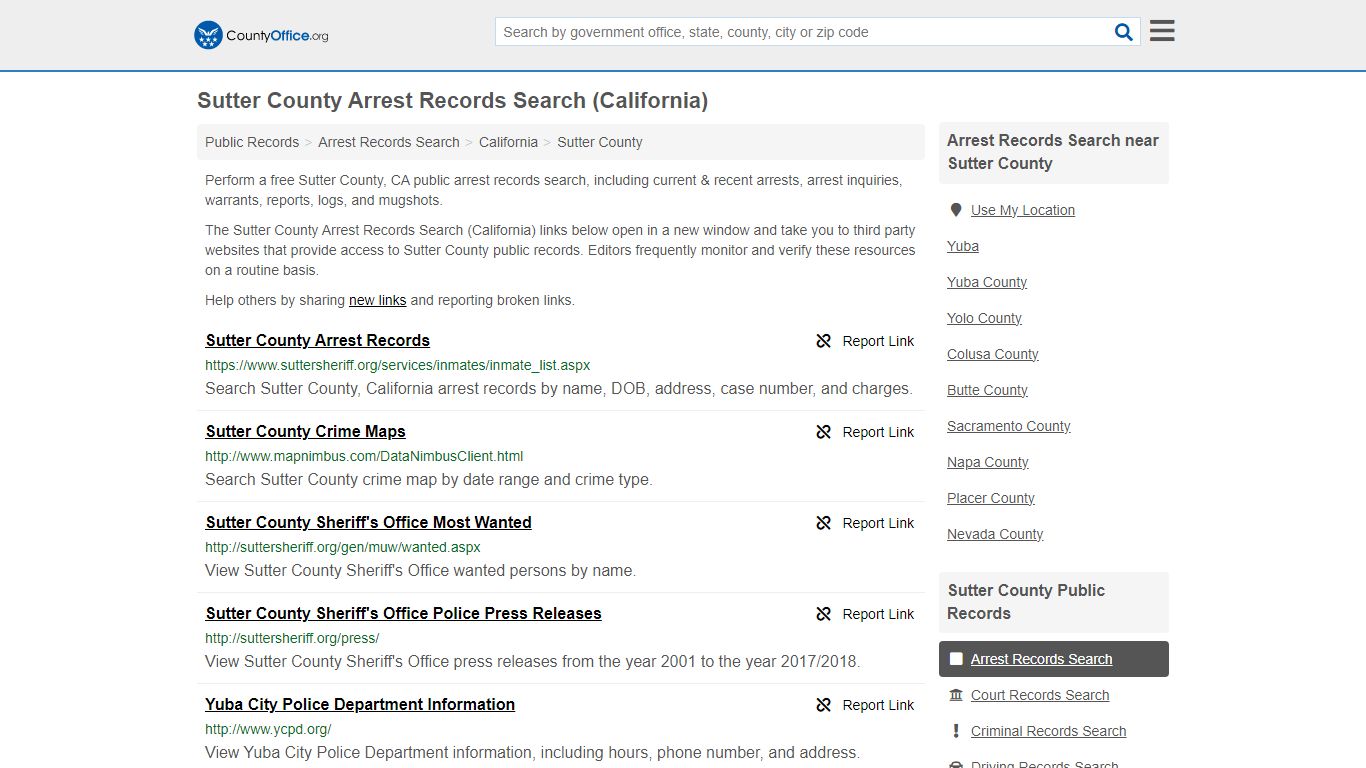 Arrest Records Search - Sutter County, CA (Arrests & Mugshots)